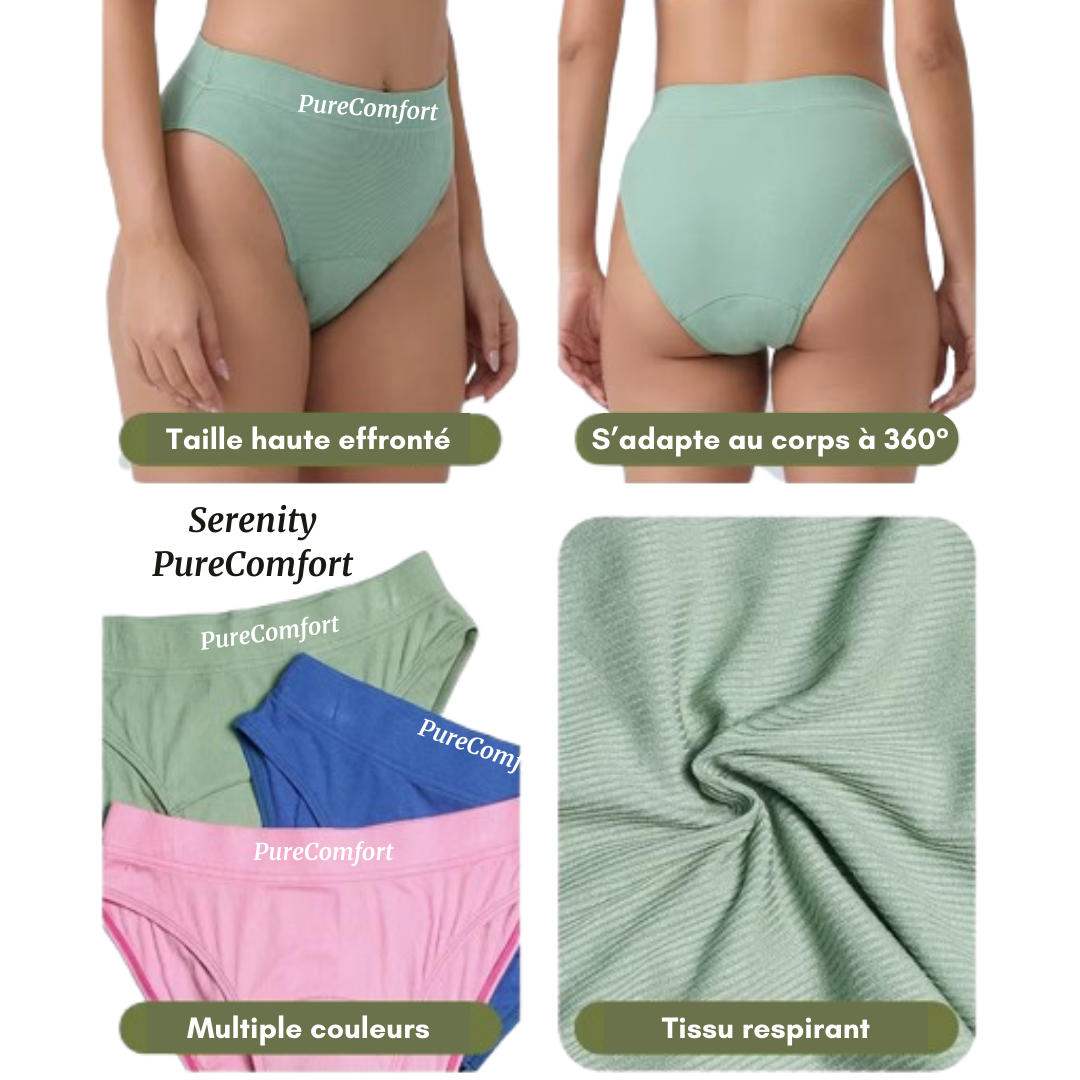 Culotte menstruelle taille haute Serenity – flux léger à modéré (20-30ml)