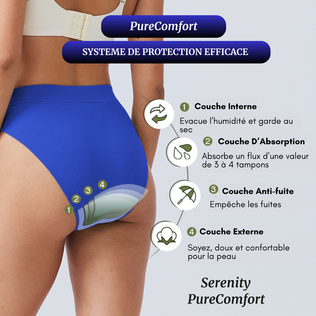 Culotte menstruelle taille haute Serenity – flux léger à modéré (20-30ml)