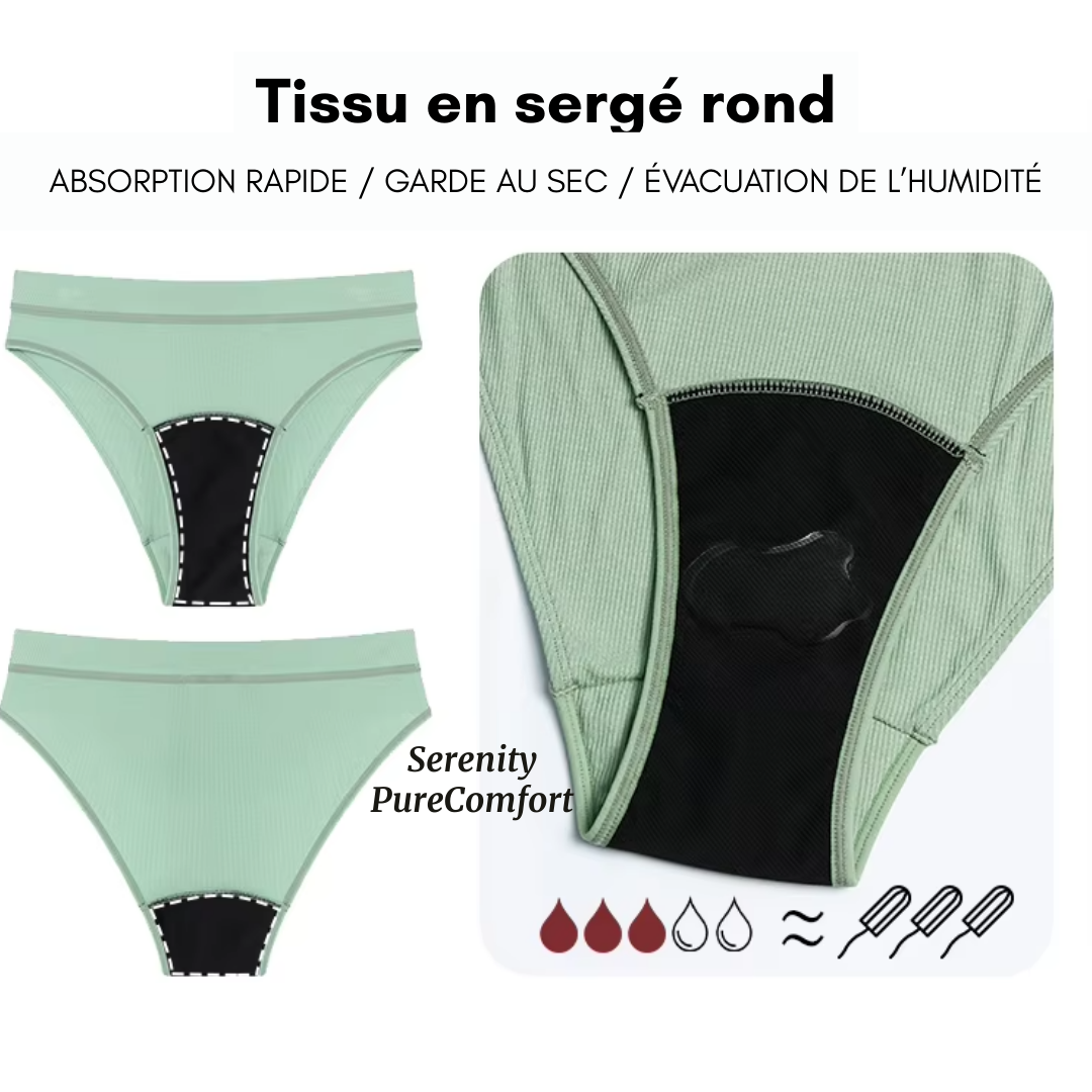Culotte menstruelle taille haute Serenity – flux léger à modéré (20-30ml)