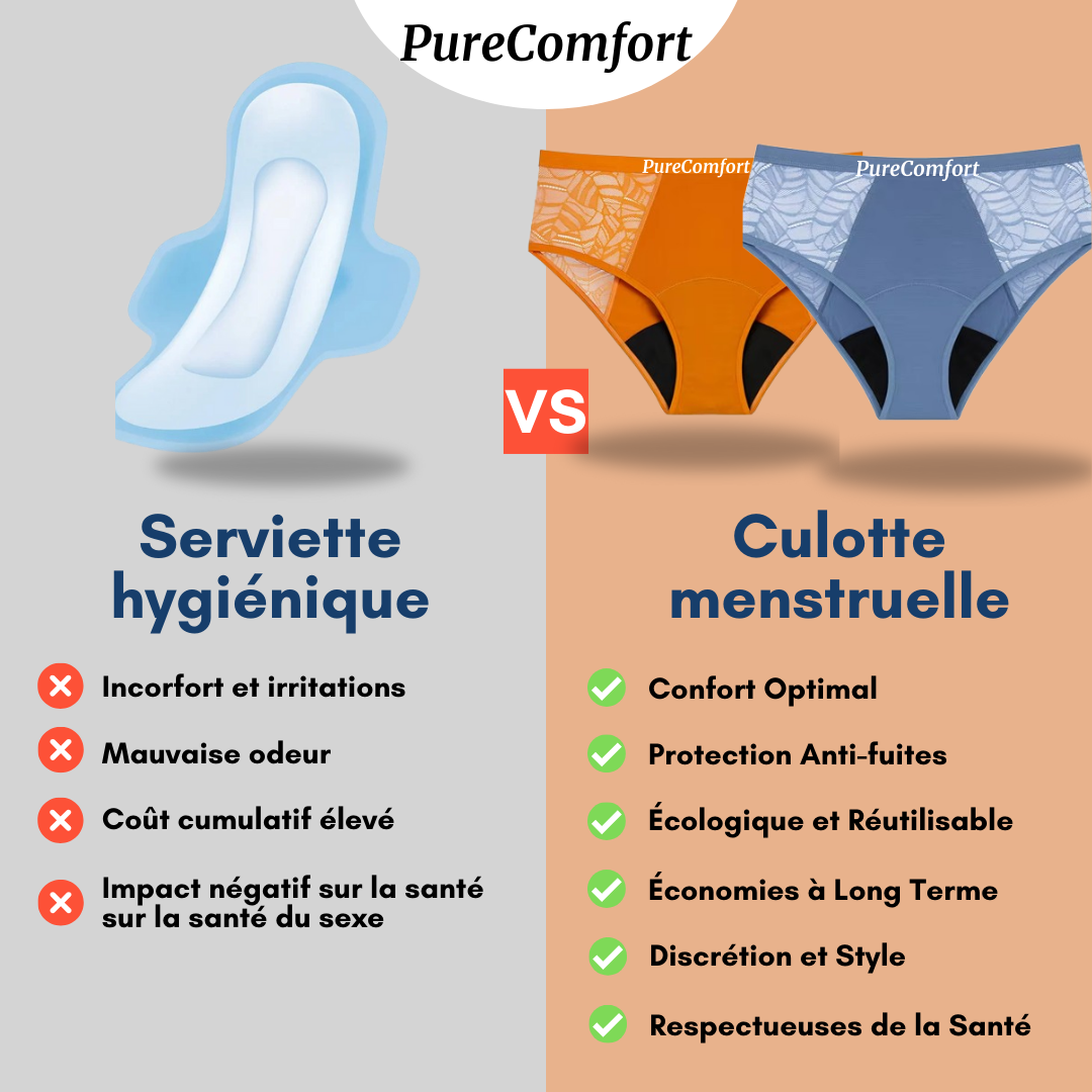 Culotte Menstruelle Taille Haute Flux Léger à Modéré (20-30 ml) - Soft